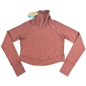 Prana Zawn Top Funnel Neck Long Sleeve Women's Small Gingerbread Herringbone New